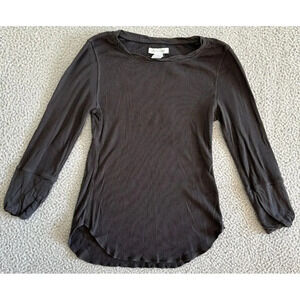 Outerknown Long Sleeve Shirt T Shirt Ribbed Grey High Low Hem